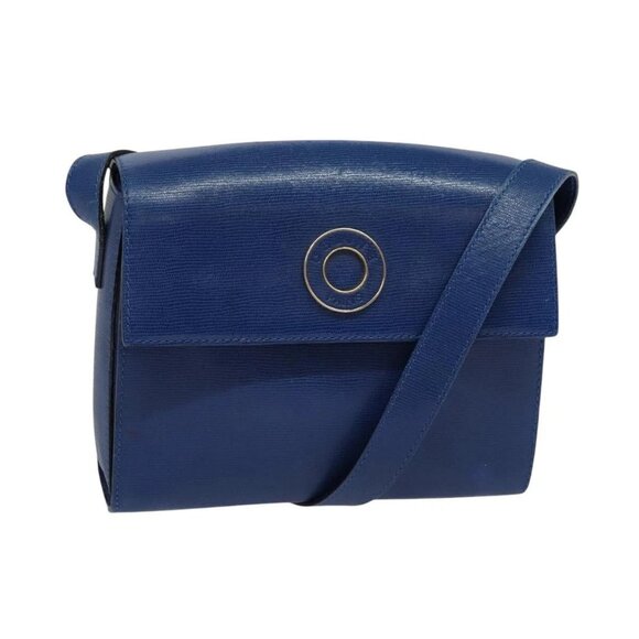 CELINE Shoulder Bag Leather Blue Gold Auth 126160 - Picture 1 of 15